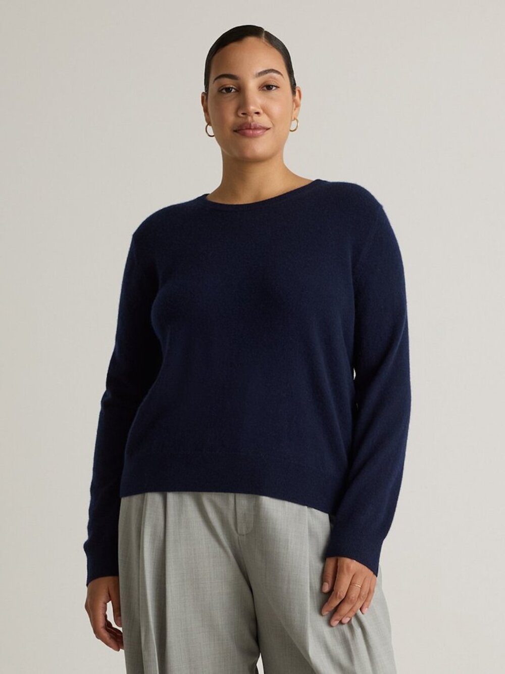 Quince Mongolian Cashmere Crewneck Sweater True Navy 1X NWT